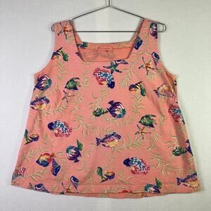Fresh Produce Fish Tank Top Womens 1X Topical Beach Coastal Summer USA